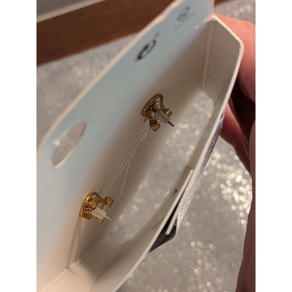 ZARA Double Stone Earrings Green Cream Gold Retro Teardrop Dangle Drop Glam NEW - Picture 5 of 9